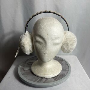 INC International Concepts Faux Fur Pearl Headband Earmuffs Ivory One Size NWT